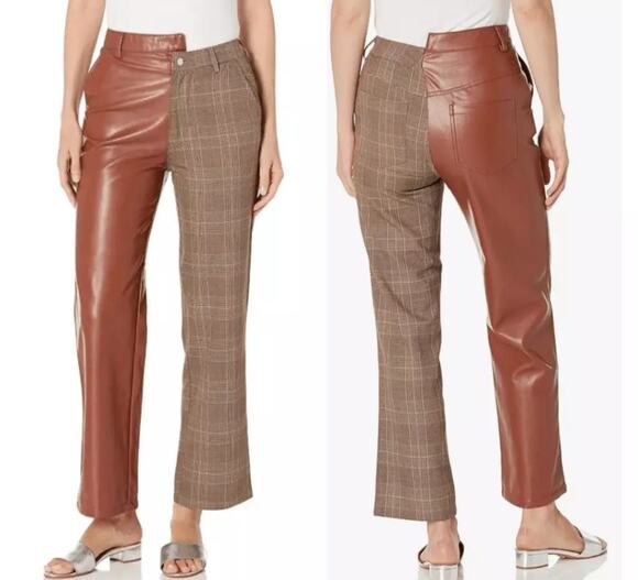 Steve Madden Pants - STEVE MADDEN Women's Mackenzie Mixed-Media Pants Vegan Leather W27